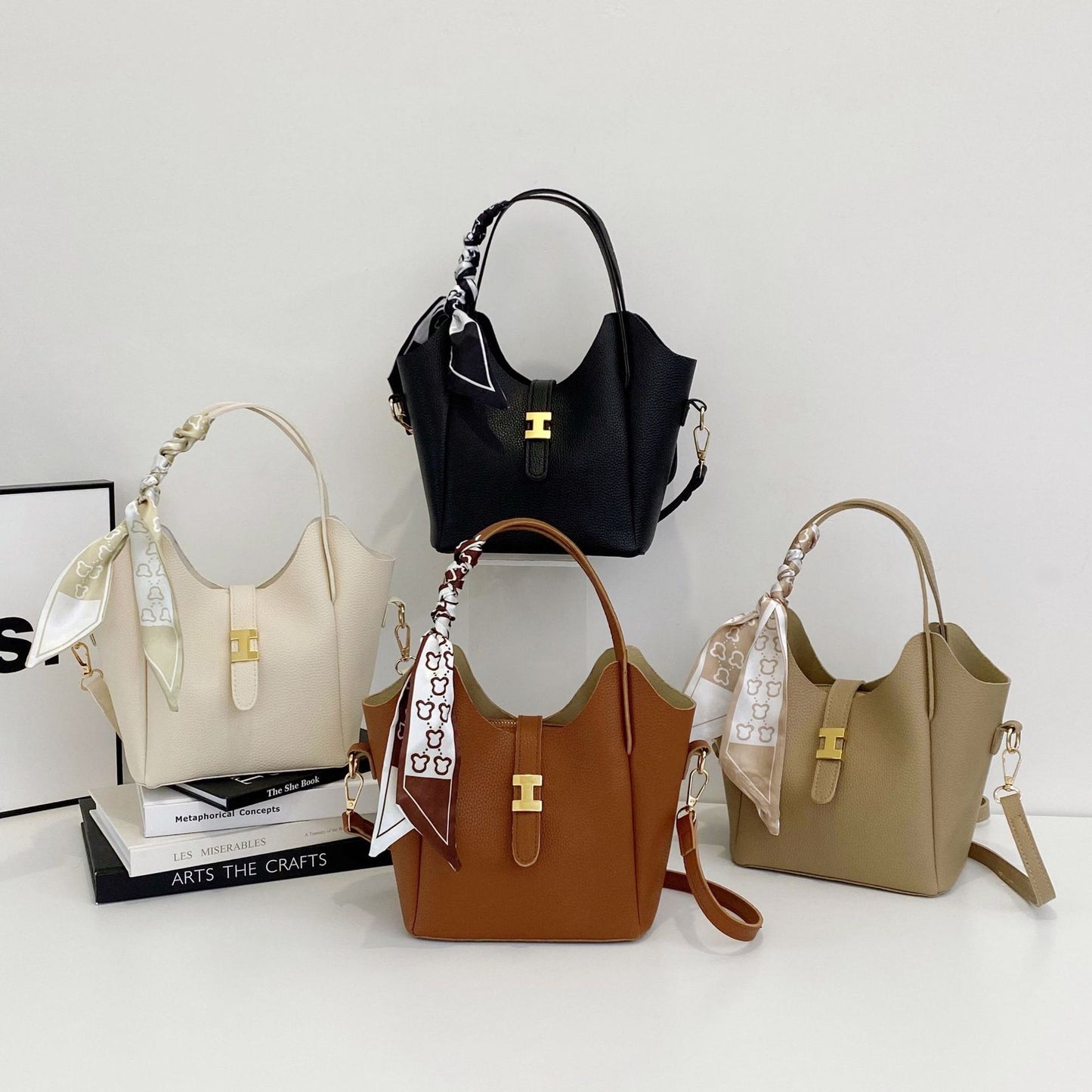 A simple soft PU hand carrying bucket bag woman - Mixbatch