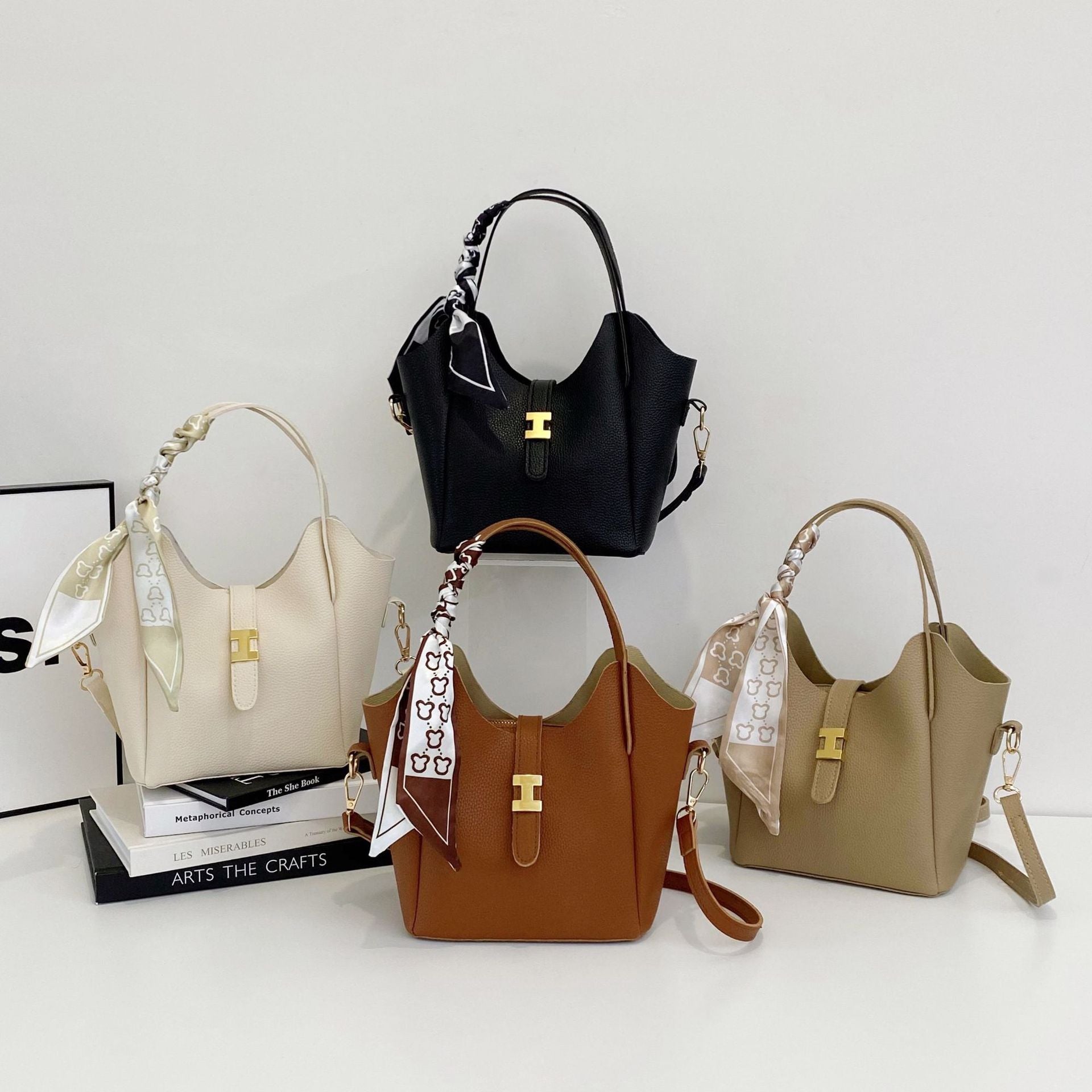 A simple soft PU hand carrying bucket bag woman - Mixbatch