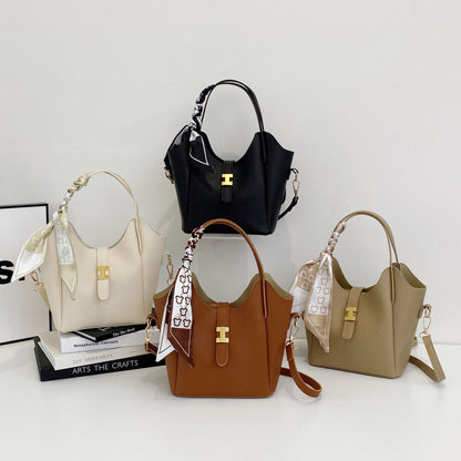 A simple soft PU hand carrying bucket bag woman - Mixbatch