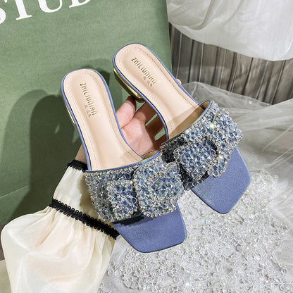 A summer rhinestone slippers women's summer