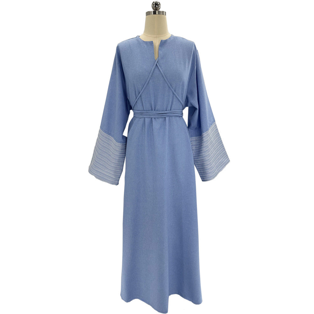 Hot-selling new Middle Eastern Muslim clothing elegant embroidered dress Dubai robe - Mixbatch