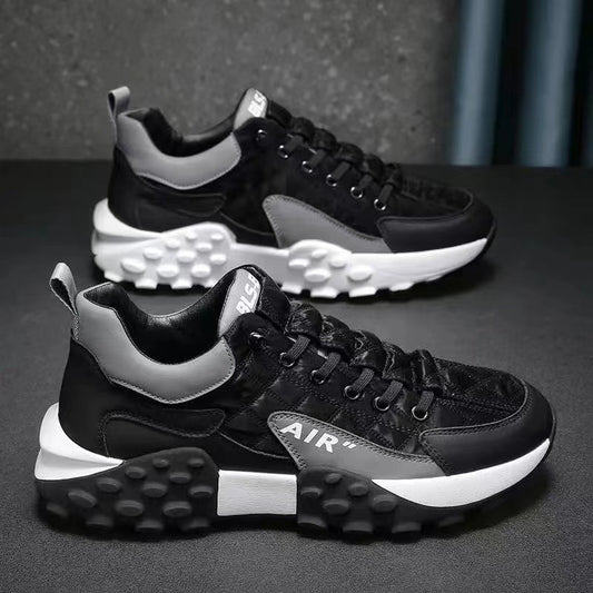 A one-piece hair delivery men's spring and autumn new leather shoes lightweight running casual sports shoes platform running shoes casual - Mixbatch
