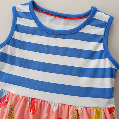A printed knitted cotton dress for children 100% COTTON - Mixbatch