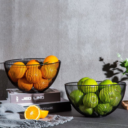 A wrought iron snack pot fruit plate storage