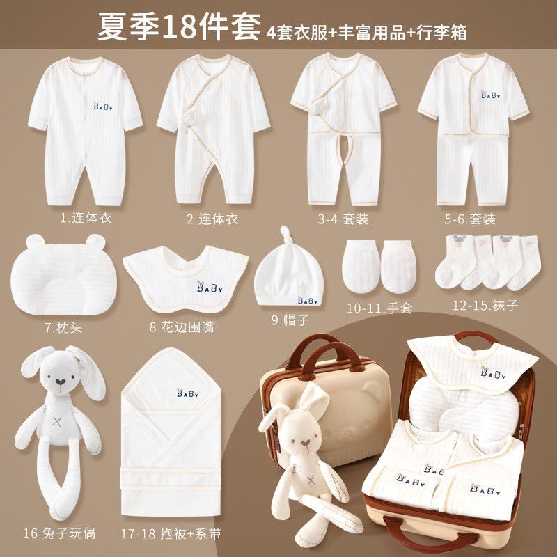 A6 Newborn baby clothes gift box, summer thin newborn full moon baby pure cotton suit, newborn gift high-end - Mixbatch
