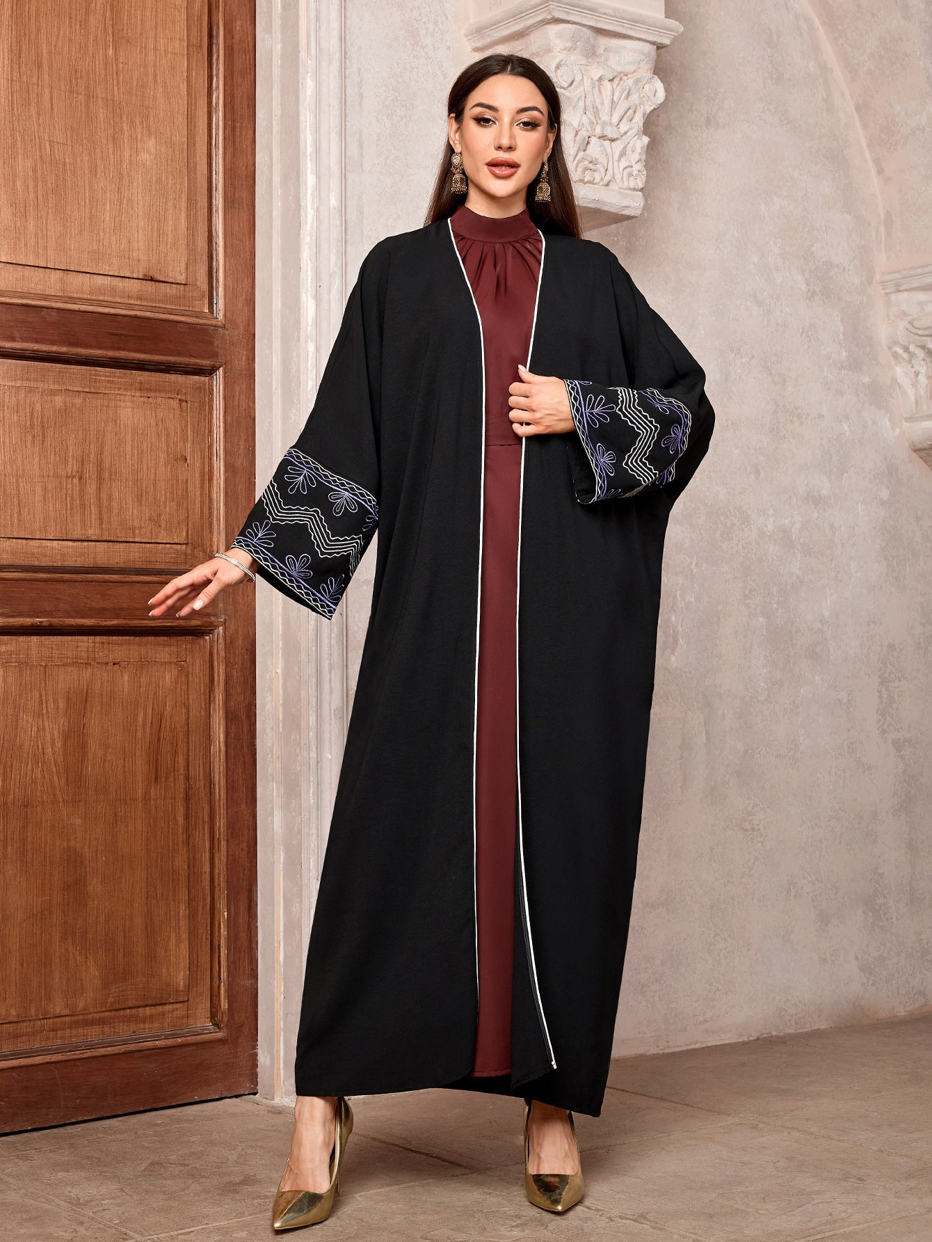 Abaya Muslim robe elegant fashion cardigan dress spot cross-border embroidery 2024 autumn new - Mixbatch