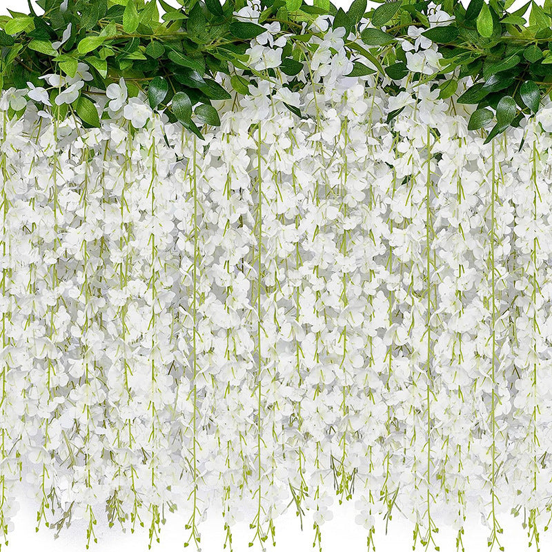 A simulated wisteria flower string bean flower fake flower rattan indoor air conditioner pipe decoration winding blocking wedding silk flower ceiling