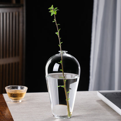 A glass vase transparent water flower cultivator