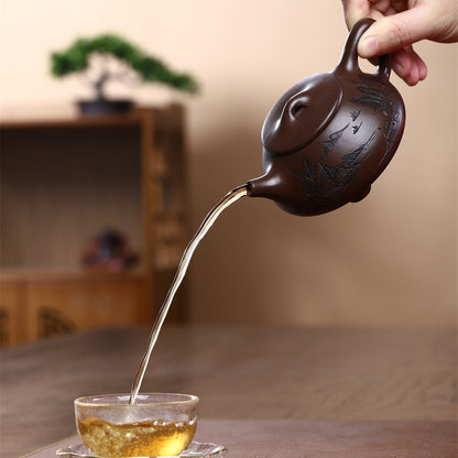 A Purple clay purple clay pot teapot tea set