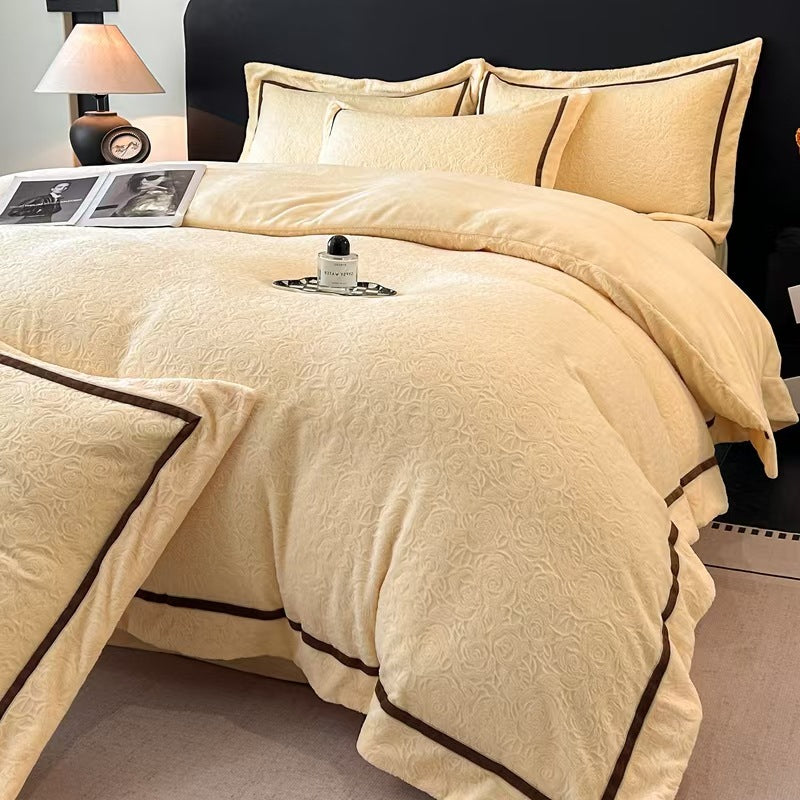 A four-piece set of sheets and quilt covers