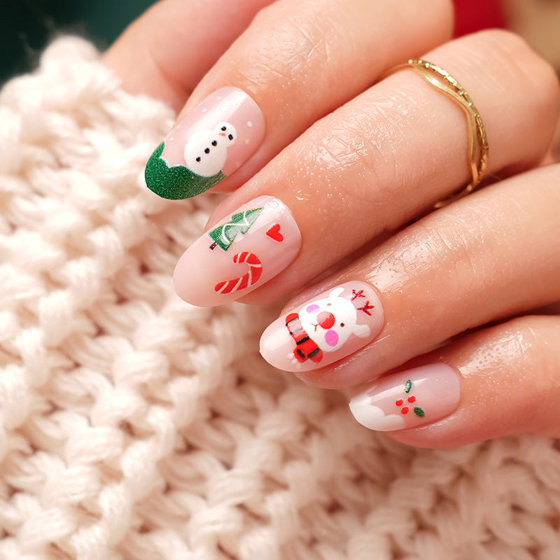 A cross-border explosion European and American style nail piece with diamond long square French manicure three-dimensional love broken diamond wearing nail wholesale - Mixbatch