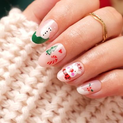 A cross-border explosion European and American style nail piece with diamond long square French manicure three-dimensional love broken diamond wearing nail wholesale - Mixbatch