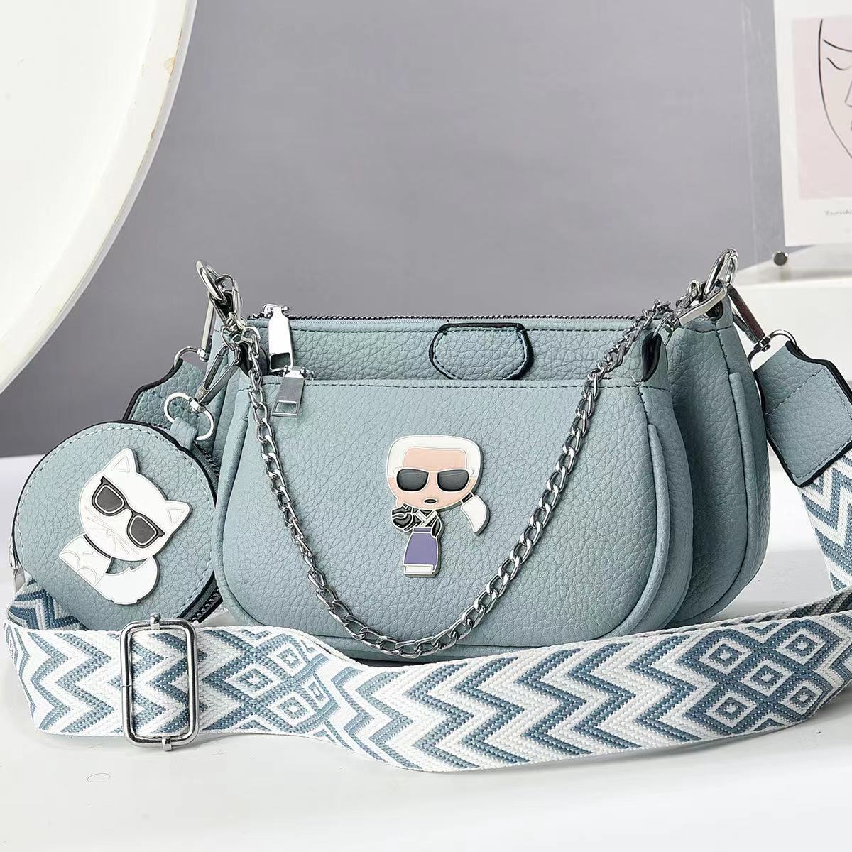 A ins lightweight personalized small bag women's messenger exquisite high-end shoulder bag new creative change bag three-piece set - Mixbatch