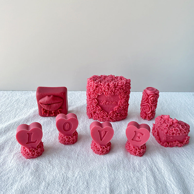 A red lip rose silicone mold