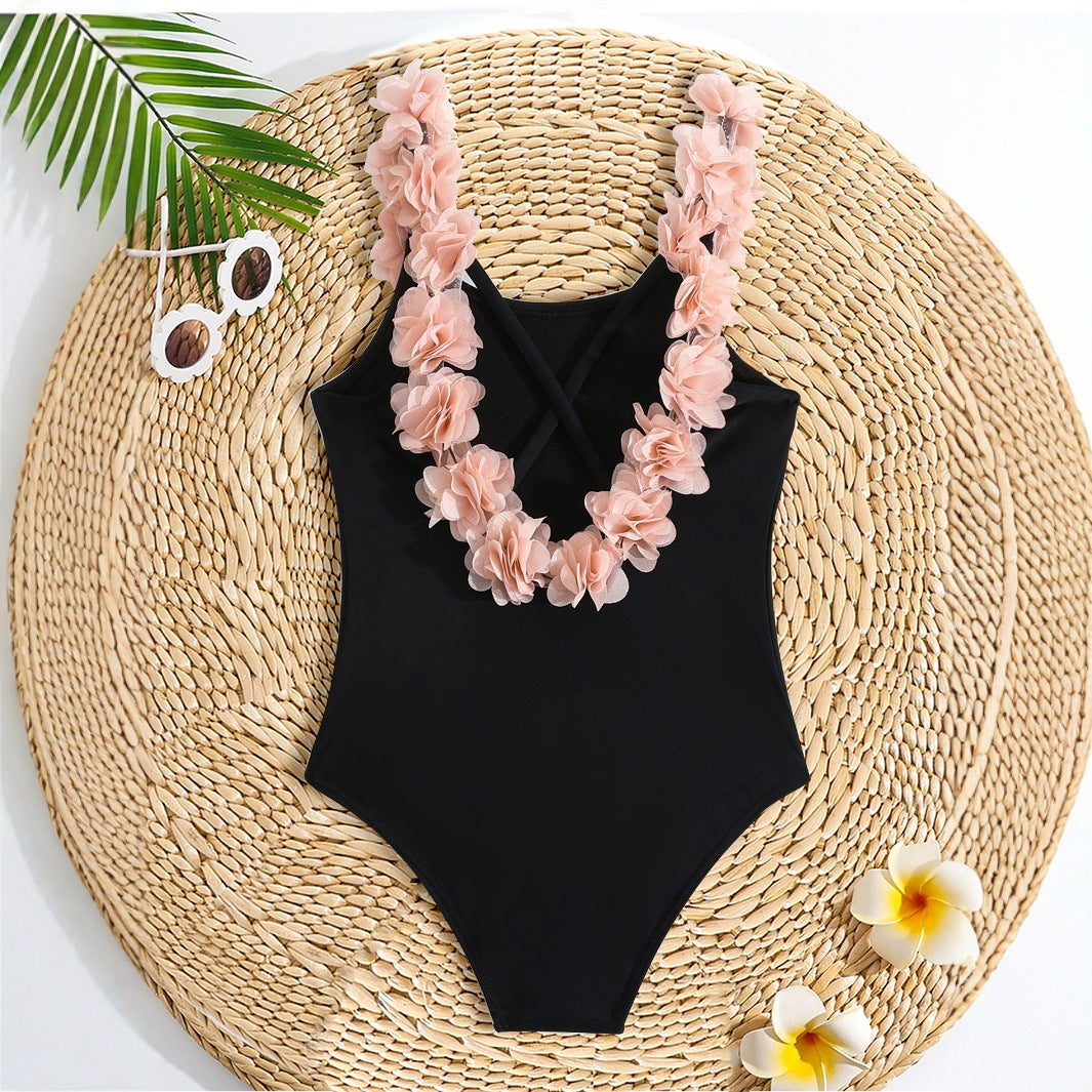A Offset Letter Cross Back Staple Swimsuit - Mixbatch