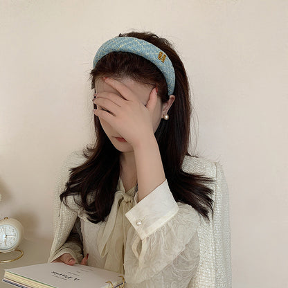 A French small fragrant style high skull top headband women's autumn and winter high-end headdress wide edge headband
