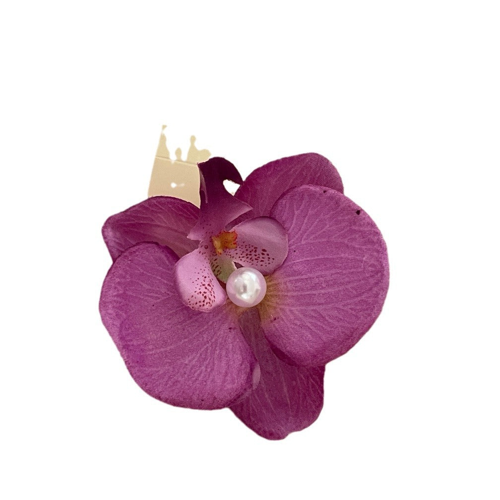 A Super Immortal Phalaenopsis Hairpin Purple Side Flower Hair Accessories Flower Clip Versatile Hairpin Antique Headdress Female Mori