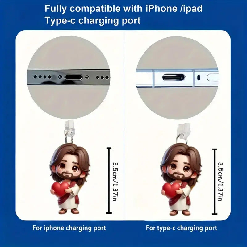 A Cross-border explosion Acrylic mobile phone dust plug Love milk tea dog and cat pendant Pendant Type-C oval interface
