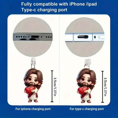 A Cross-border explosion Acrylic mobile phone dust plug Love milk tea dog and cat pendant Pendant Type-C oval interface
