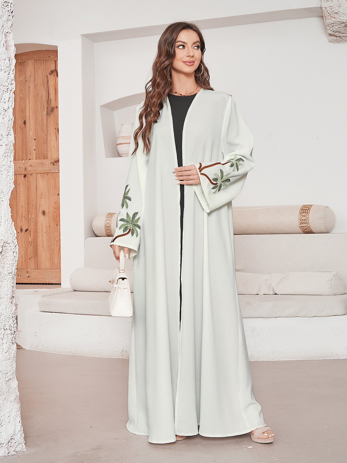 New Middle Eastern Muslim Clothing Fashion Elegant Cardigan Embroidered Dress Robe - Mixbatch