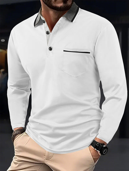 A European and American cross-border men's polo shirt fashion lapel golf wear men's sports long-sleeved POLO shirt wholesale