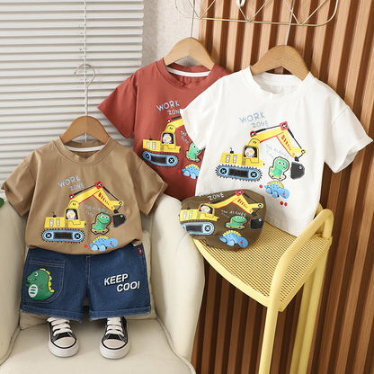 A children's short-sleeved set boys' T-shirt baby summer children's clothing girls' shorts baby clothes summer clothing wholesale