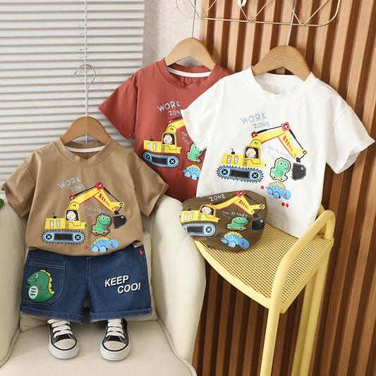 A children's short-sleeved set boys' T-shirt baby summer children's clothing girls' shorts baby clothes summer clothing wholesale