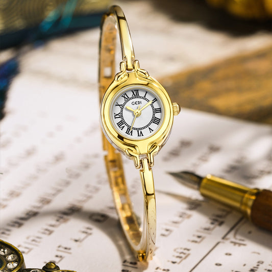A bracelet watch small retro bracelet women's watch gold high value fine belt quartz watch