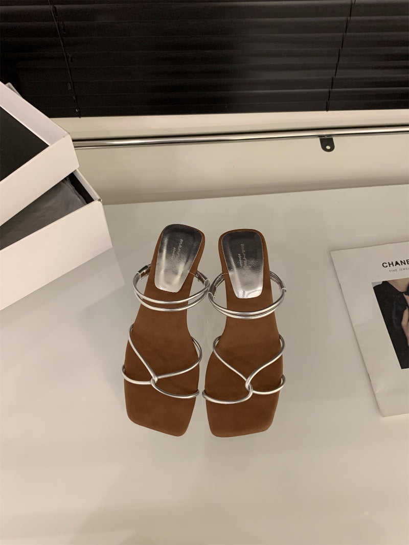 A Wedge Heel Strap Women Sandals Slippers