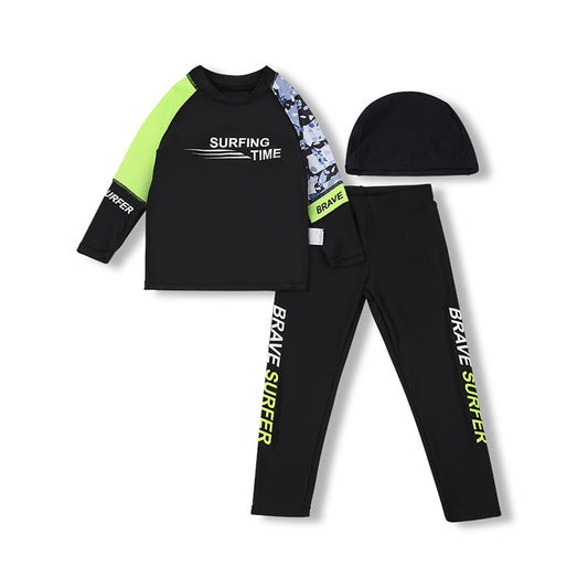 A Boys Long Sleeve Swimsuit Sunscreen Quick Drying Swimsuit Set