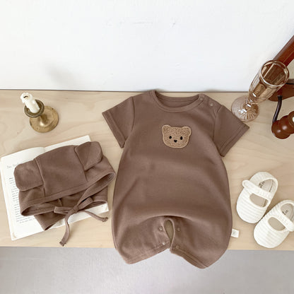 A a baby summer bag fart clothes ins2023 baby bear Waffle one-piece climbing suit for boys and girls - Mixbatch