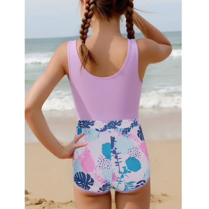 A children's swimsuit European and American girls medium and older children's one-piece boxers two-piece swimsuit - Mixbatch