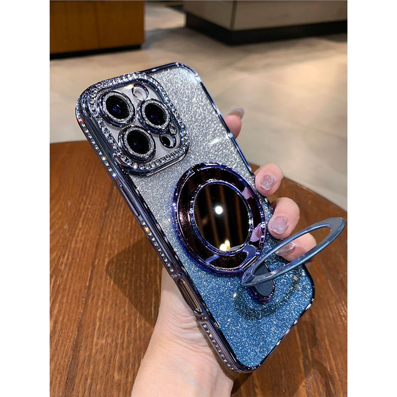 A Rhinestone mobile phone case magnetic suction bracket
