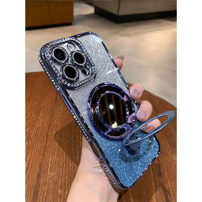 A Rhinestone mobile phone case magnetic suction bracket