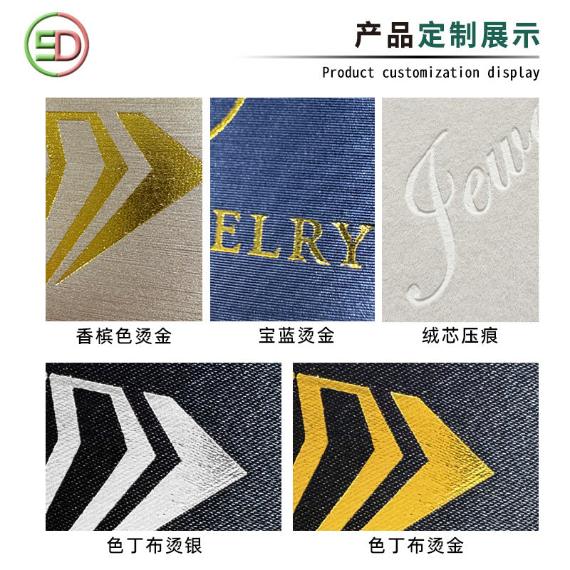 A brushed PU leather bronzing LOGO jewelry box