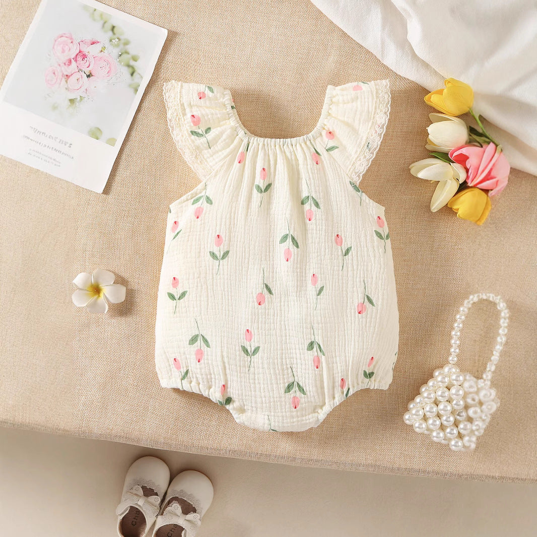 A baby summer clothes newborn clothes short sleeve baby onesie three-dimensional love baby clothes summer baby clothes