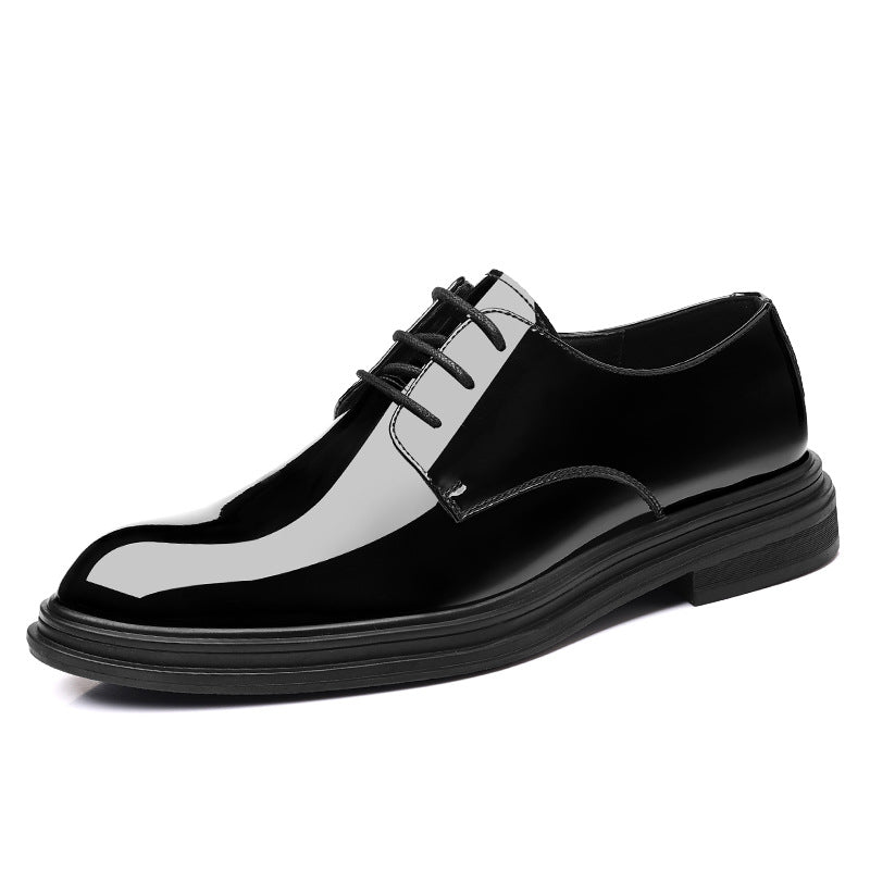 A leather shoes men's Korean version patent leather increases 8CM business leather shoes