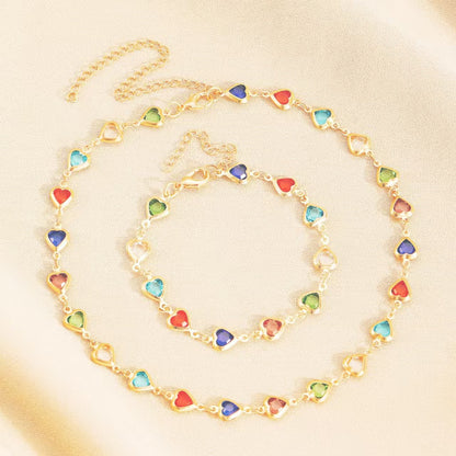 A European and American cross-border i color love zircon bracelet necklace personalized alloy heart dopamine bracelet Internet celebrity bracelet - Mixbatch