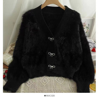 A winter V-neck sweater