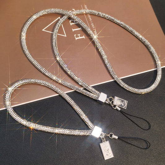 A Mobile phone lanyard length Wrist rhinestone lanyard Women's high-end luxury full diamond pendant Colorful fashion pendant - Mixbatch