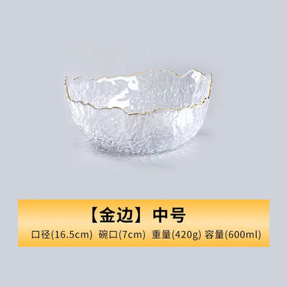 A Creative Japanese Lotus Mist Powder Glass Fruit Salad Bowl Set High Value Dessert Bowl Light Luxury Simple Household Fruit Plate