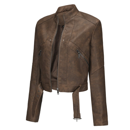 A women's leather jacket