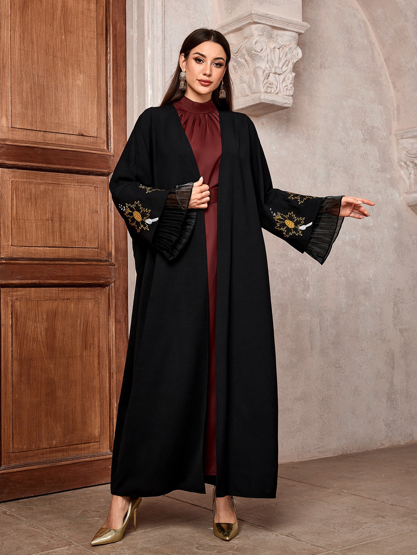 Middle Eastern Muslim Fashion Temperament Elegant Cardigan Dubai Arabian Robe Bat Sleeve Jacket - Mixbatch