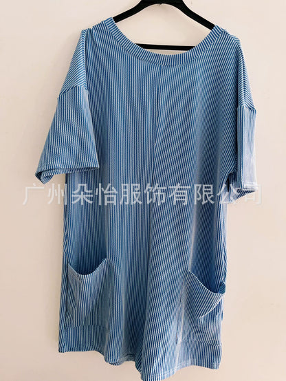 European and American cross-border Amazon independent station 2025 new products for women's loose pockets V-neck short-sleeved jumpsuits