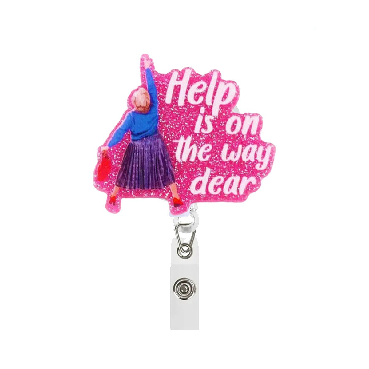 A Acrylic glitter, easy-pull buckle, alligator clip, ID clip, work card clip, retractable badge, scroll buckle, spot.