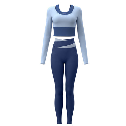 A Fake two-piece yoga suit, bra-free nude suit, Pilates training fitness suit