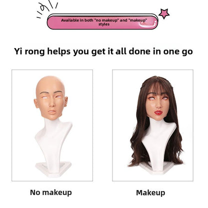 A art face silicone headgear full face cos simulation male to beautiful woman boss CD cross-dressing fake girl head makeup mask