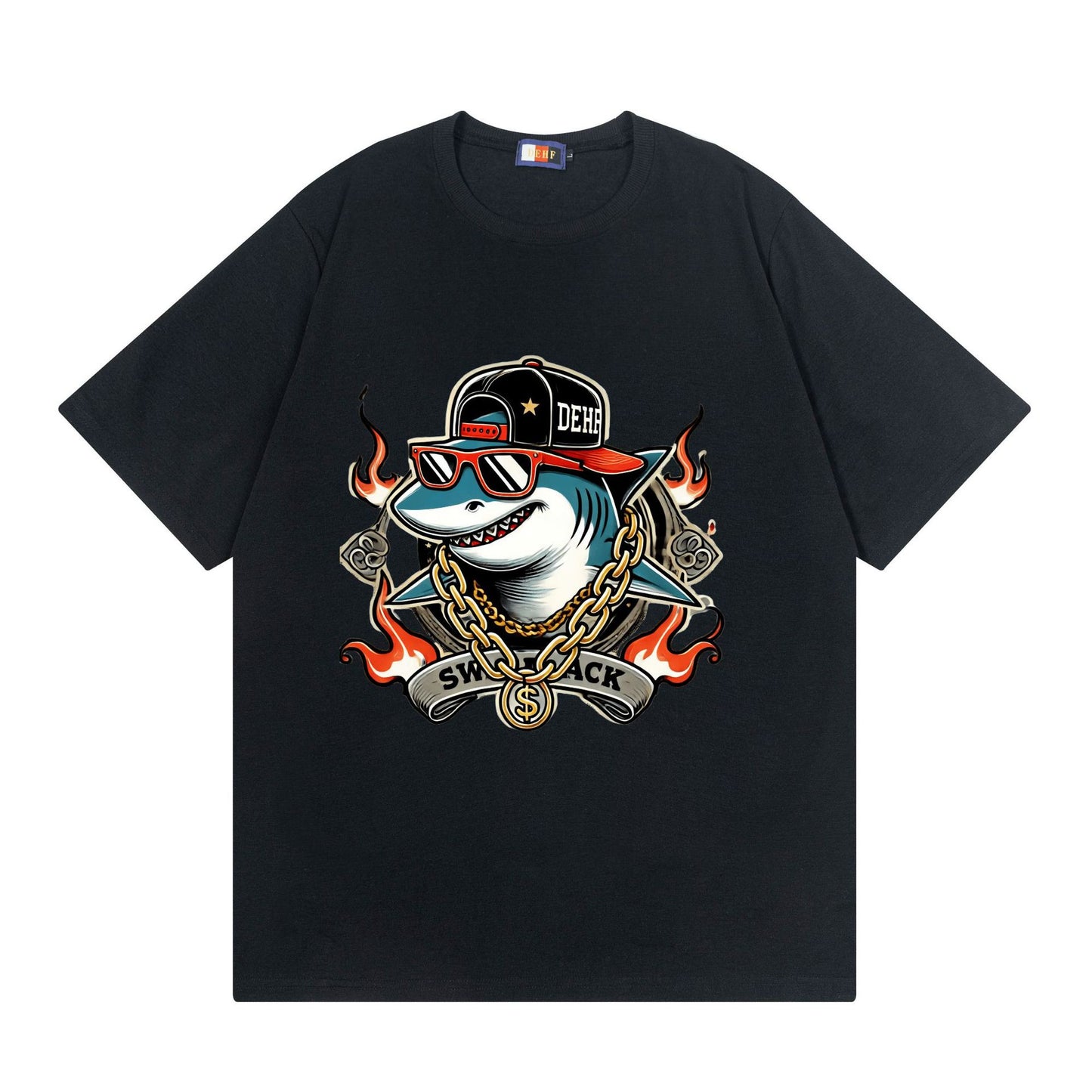 A T-shirt imitation cotton comfortable European size globally available black hip-hop design - Mixbatch