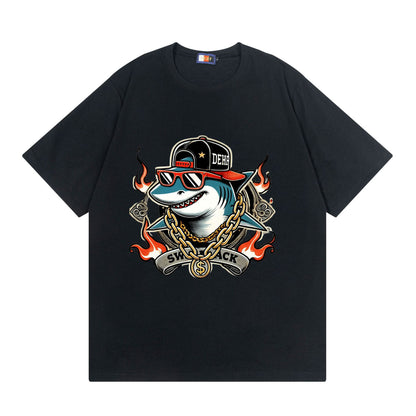 A T-shirt imitation cotton comfortable European size globally available black hip-hop design - Mixbatch