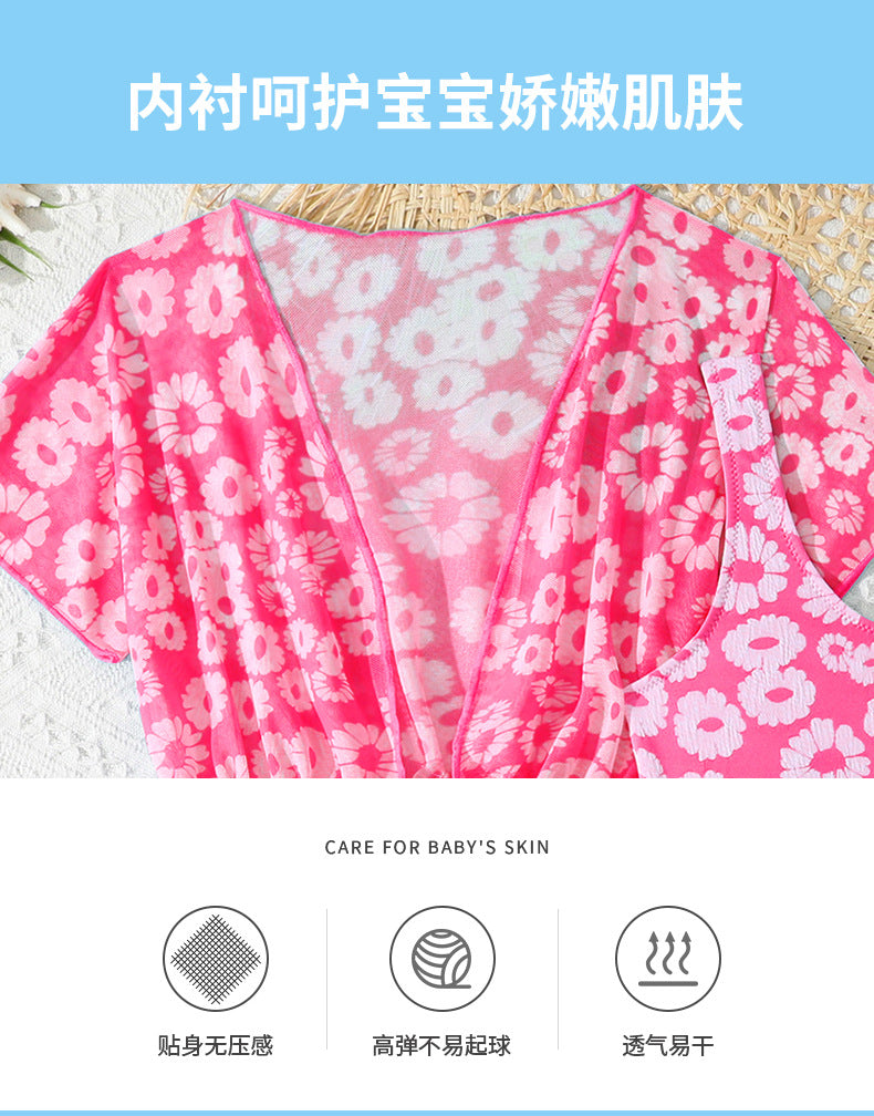 A girls three-piece swimsuit children's swimsuit baby girl summer foreign trade cross-border children's swimsuit middle and old children - Mixbatch